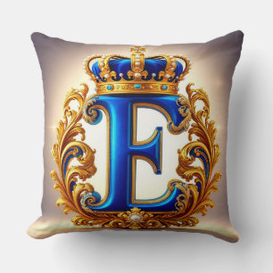 Royal Blue Letter E Monogram Throw Pillow