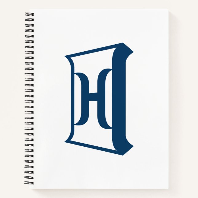 Royal Blue Letter H Elegant Initial Monogram Notebook (Front)