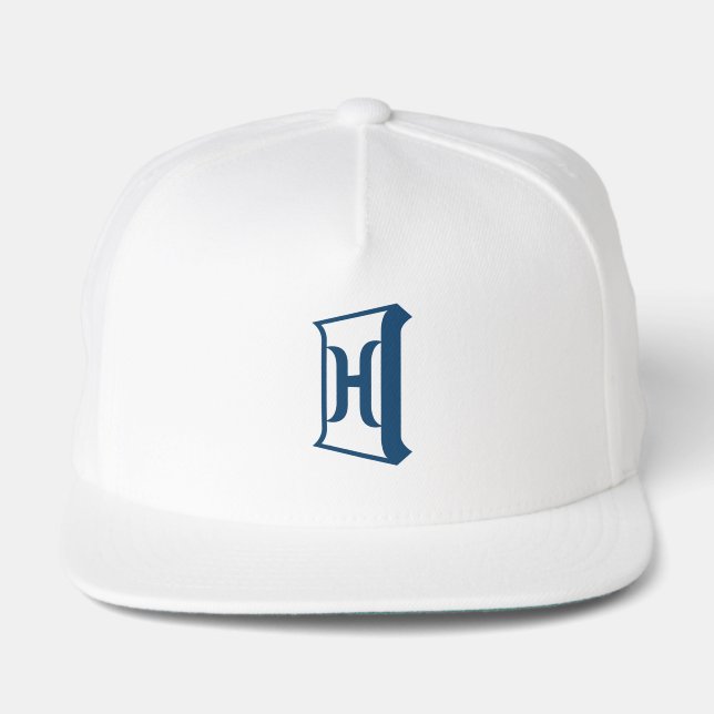 Royal Blue Letter H Elegant Initial Monogram Snap Back Hat (Front)