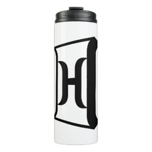 Royal Blue Letter H Elegant Initial Monogram Thermal Tumbler