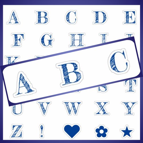 Royal Blue Letters  Monogram Alphabet Stickers