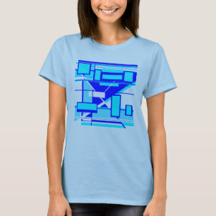 Royal Blue Light Blue Geometric Abstract MCM Look T-Shirt