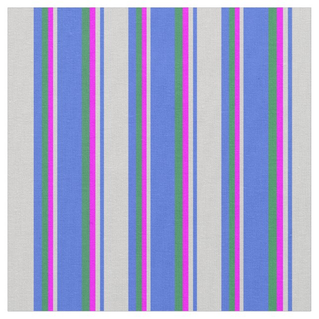 Royal Blue, Light Gray, Fuchsia, and Sea Green Fabric (Close Up)