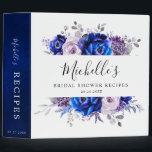 Royal Blue Lilac Purple Bridal Shower Recipe 3 Ring Binder<br><div class="desc">Elegant royal blue lilac lavender floral theme bridal shower recipe binder featuring elegant bouquet of royal blue,  Navy,  silver,  lilac color rose flowers buds and sage green eucalyptus leaves. Please contact me for any help in customization or if you need any other product with this design.</div>