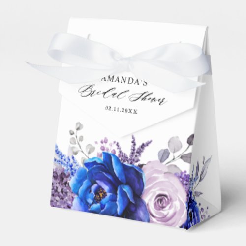 Royal Blue Lilac Purple Bridal Shower Thank You Favor Boxes