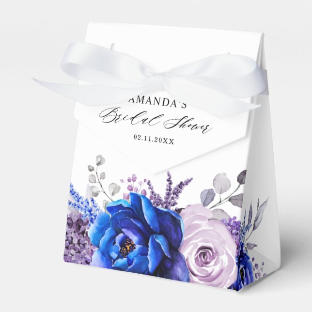 Royal Blue Lilac Purple Bridal Shower Thank You Favor Boxes (Front Side)