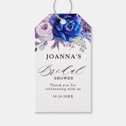 Royal Blue Lilac Purple Bridal Shower Thank you Gift Tags