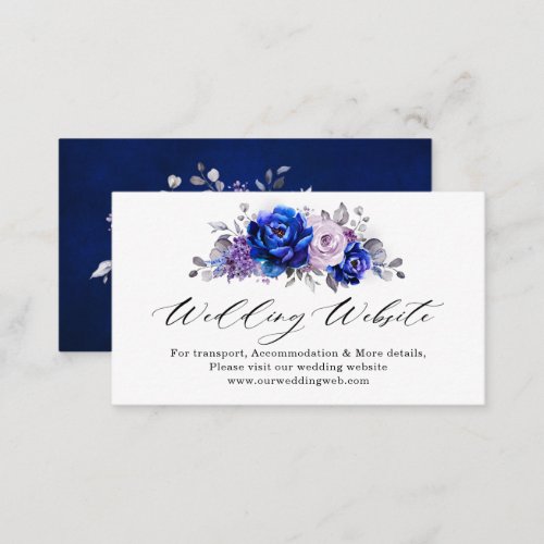 Royal Blue Lilac Purple Floral Website Details Enclosure Card