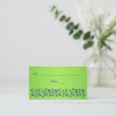 Royal Blue, Lime Green Floral Place Card (Standing Front)