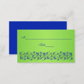 Royal Blue, Lime Green Floral Place Card (Front/Back)