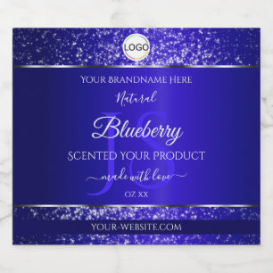 Royal Blue Logo Initials Glitter Product Labels