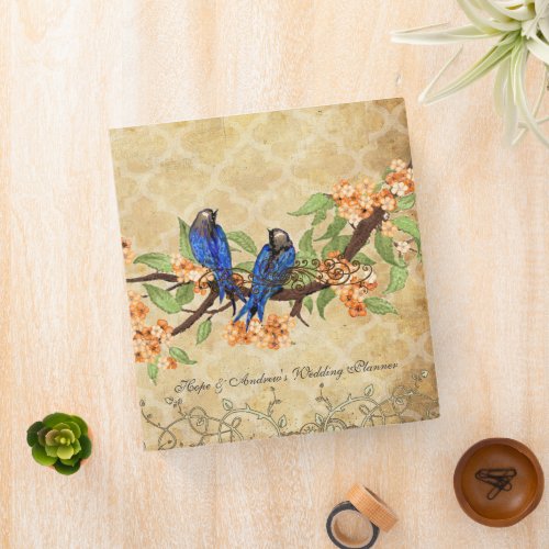 Royal Blue Love Bird Coral Cherry Blossom Binder