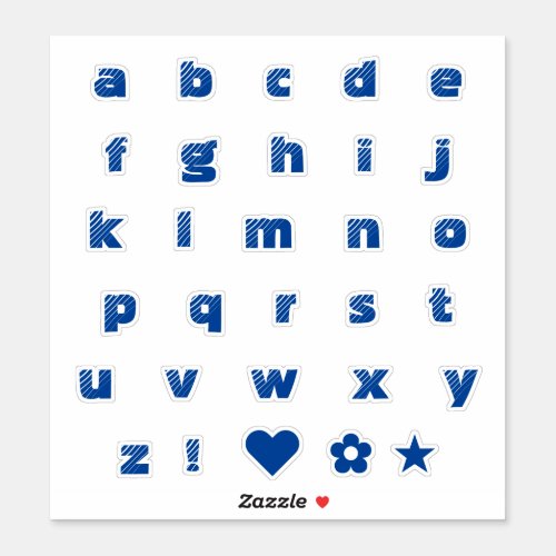Royal Blue Lower Case Text Letters Alphabet Heart  Sticker