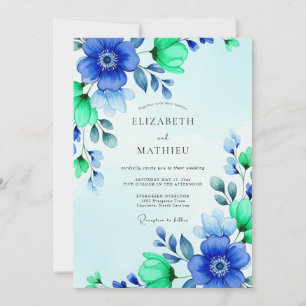 Royal Blue Luminous Spring Wedding Invitation
