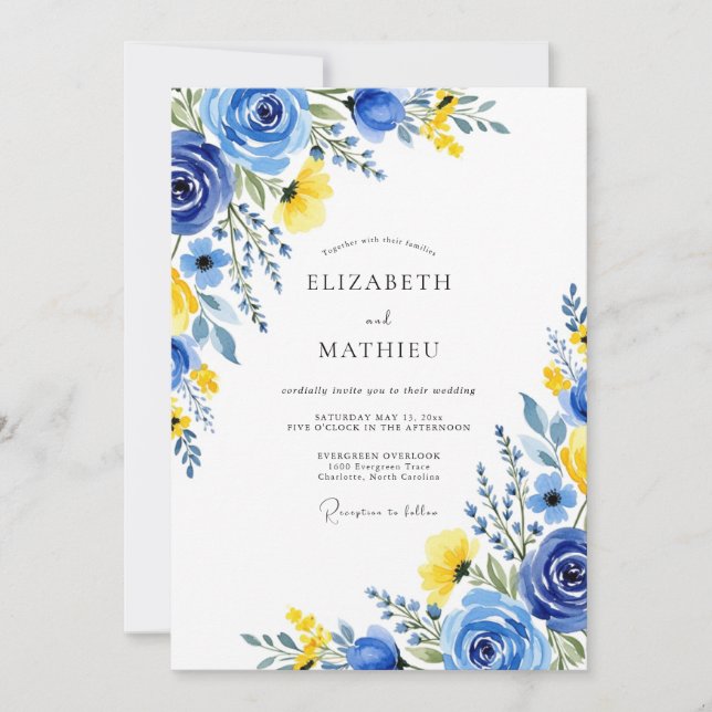 Royal Blue Luminous Summer Wedding Invitation (Front)