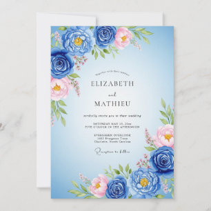 Royal Blue Lush Spring Wedding Invitation