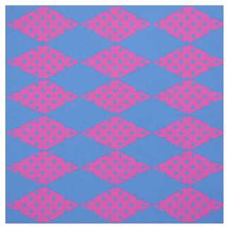 Royal Blue, Magenta Diamond Faux Patchwork Pattern Fabric