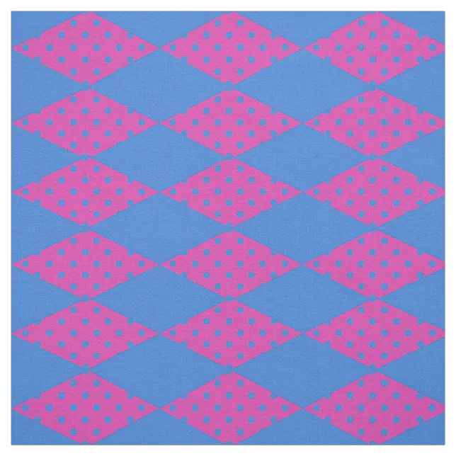 Magenta Diamond Pattern Royal Blue, Magenta Diamond Faux Patchwork Pattern Fabric | Zazzle