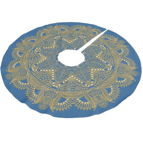Royal Blue Mandala Star Pattern Fleece Brushed Polyester Tree Skirt