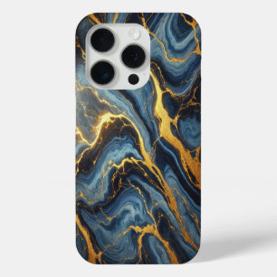 Royal Blue Marble with Golden Veins iPhone 15 Pro Case