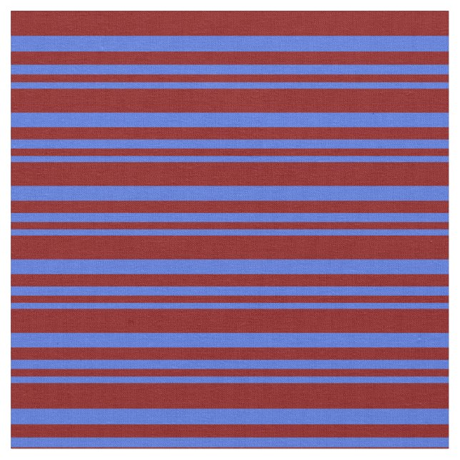 Royal Blue & Maroon Stripes Fabric (Close Up)