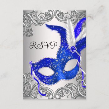 Royal Blue Mask Masquerade Party Rsvp by Pure_Elegance at Zazzle