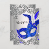 Royal Blue Mask Masquerade Party RSVP (Front/Back)