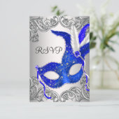 Royal Blue Mask Masquerade Party RSVP (Standing Front)