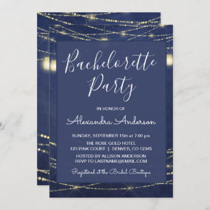 Royal Blue Mason Jars Bachelorette Night Out Party Invitation