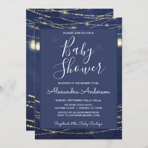 Royal Blue Mason Jars Boys Baby Shower Party Invitation