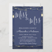 Royal Blue Mason Jars Miss to Mrs Bridal Shower Invitation (Front)