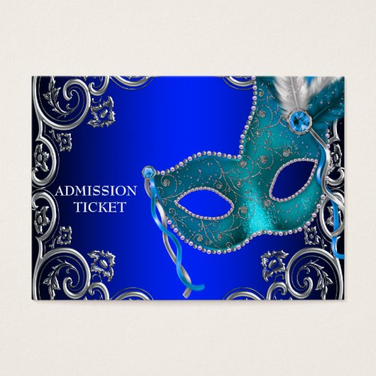 Royal Blue Masquerade Party Admission Tickets (Front)