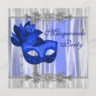 Royal Blue Masquerade Party Invitation