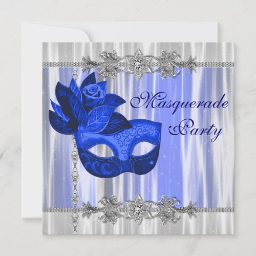 Royal Blue Masquerade Party Invitation