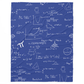 Royal Blue Math Equations Formulas Algebra Nerd Fleece Blanket