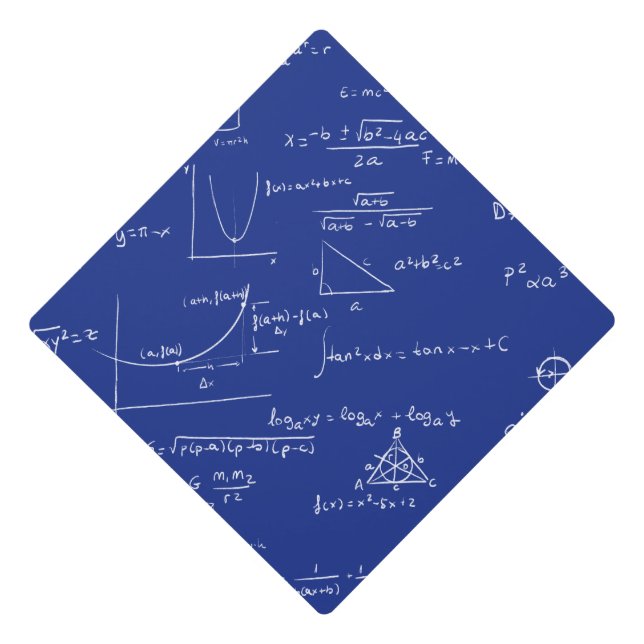 Royal Blue Math Equations Graphs Graduation Cap Topper (Front)