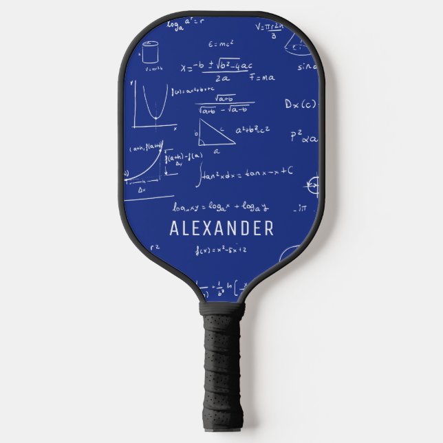 Royal Blue Math Physics Equations Personalized Pickleball Paddle (Front)