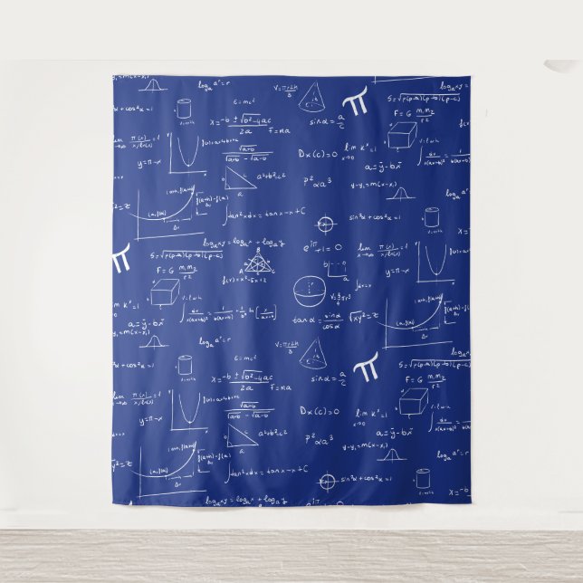Royal Blue Mathematic Formulas Equations Tapestry (Front)