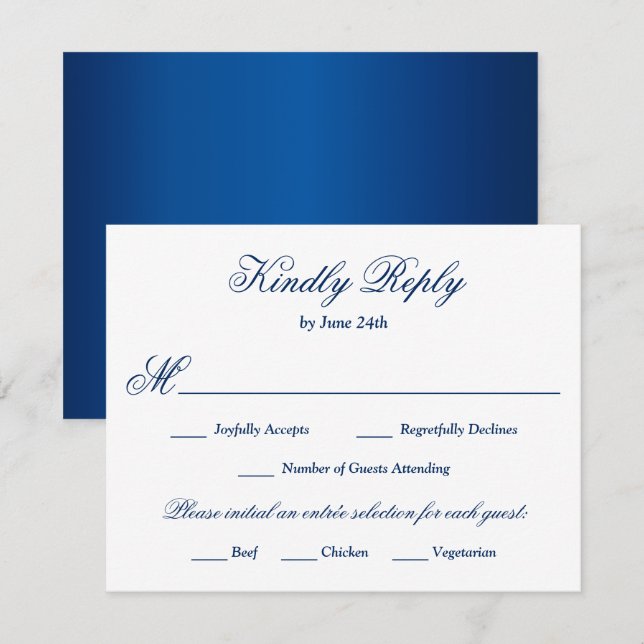 Royal Blue Meal Choice RSVP Card (Front/Back)