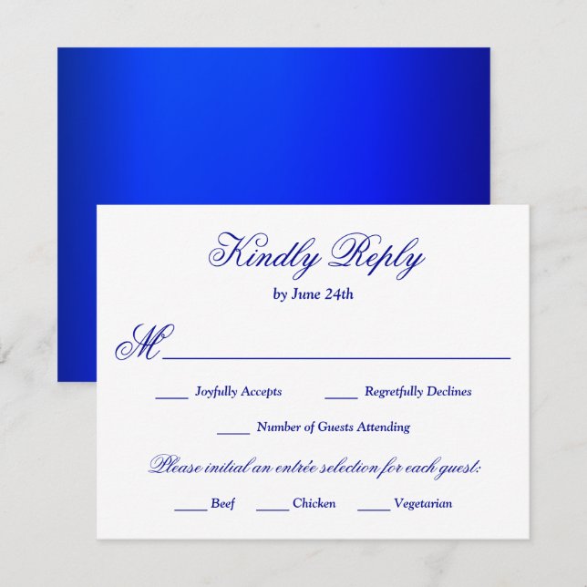 Royal Blue Meal Selection RSVP Card (Front/Back)