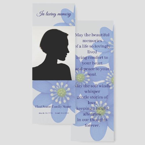Royal blue memorial bookmarks