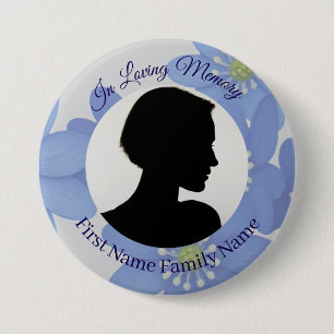 Royal blue memorial photo button