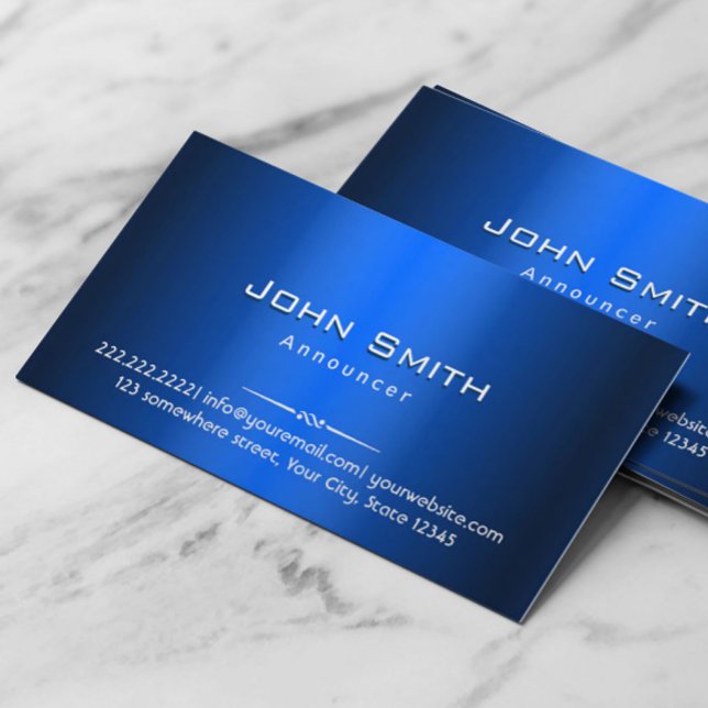 Royal Blue Metal Announcer Business Card (Creator Uploaded)