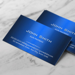 Royal Blue Metal Auto Mechanic Business Card