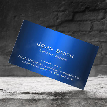 Royal Blue Metal Biomedical Business Card by cardfactory at Zazzle