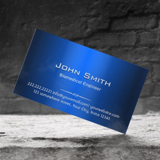 Customizable Royal Blue Metal Biomedical Business Card