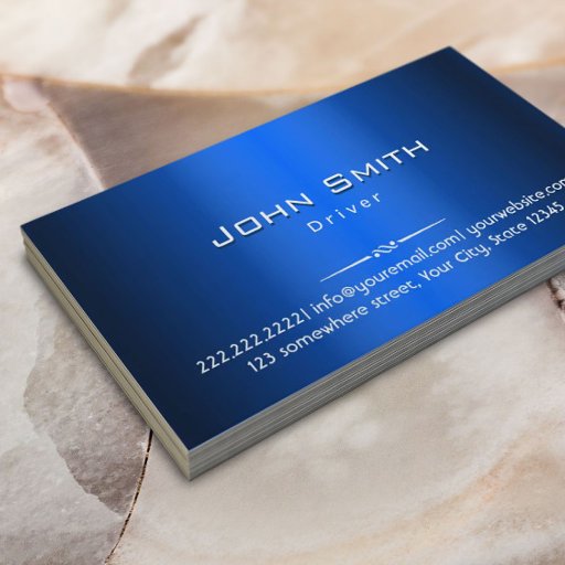 Customizable Royal Blue Metal Driver Business Card