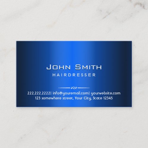 Royal Blue Metal Hairdresser Business Card