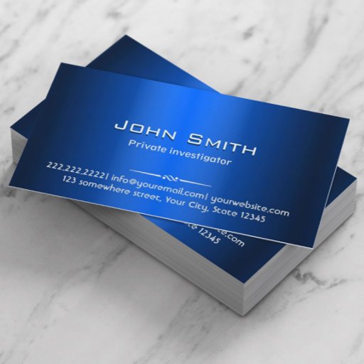 Customizable Royal Blue Metal Investigator Business Card