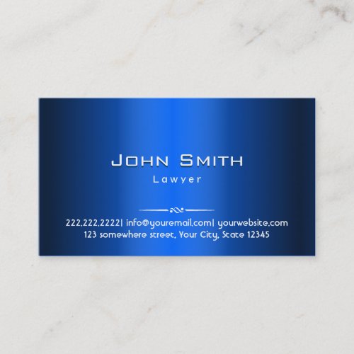 Royal Blue Metal Lawyer Business Card